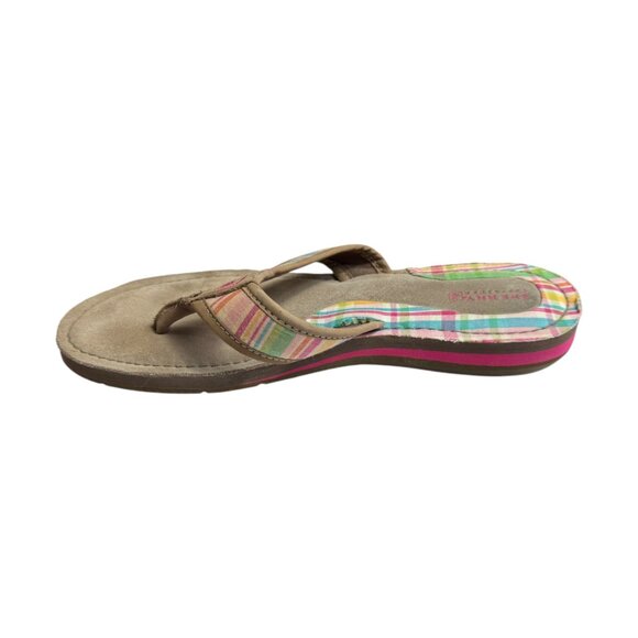 Sperry Top Sider Womens Sz‎ 8 Pink Plaid Suede Leather Sandals Flip Flops Summer - Picture 8 of 11